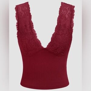 Wine red cropped tank top, Size small.